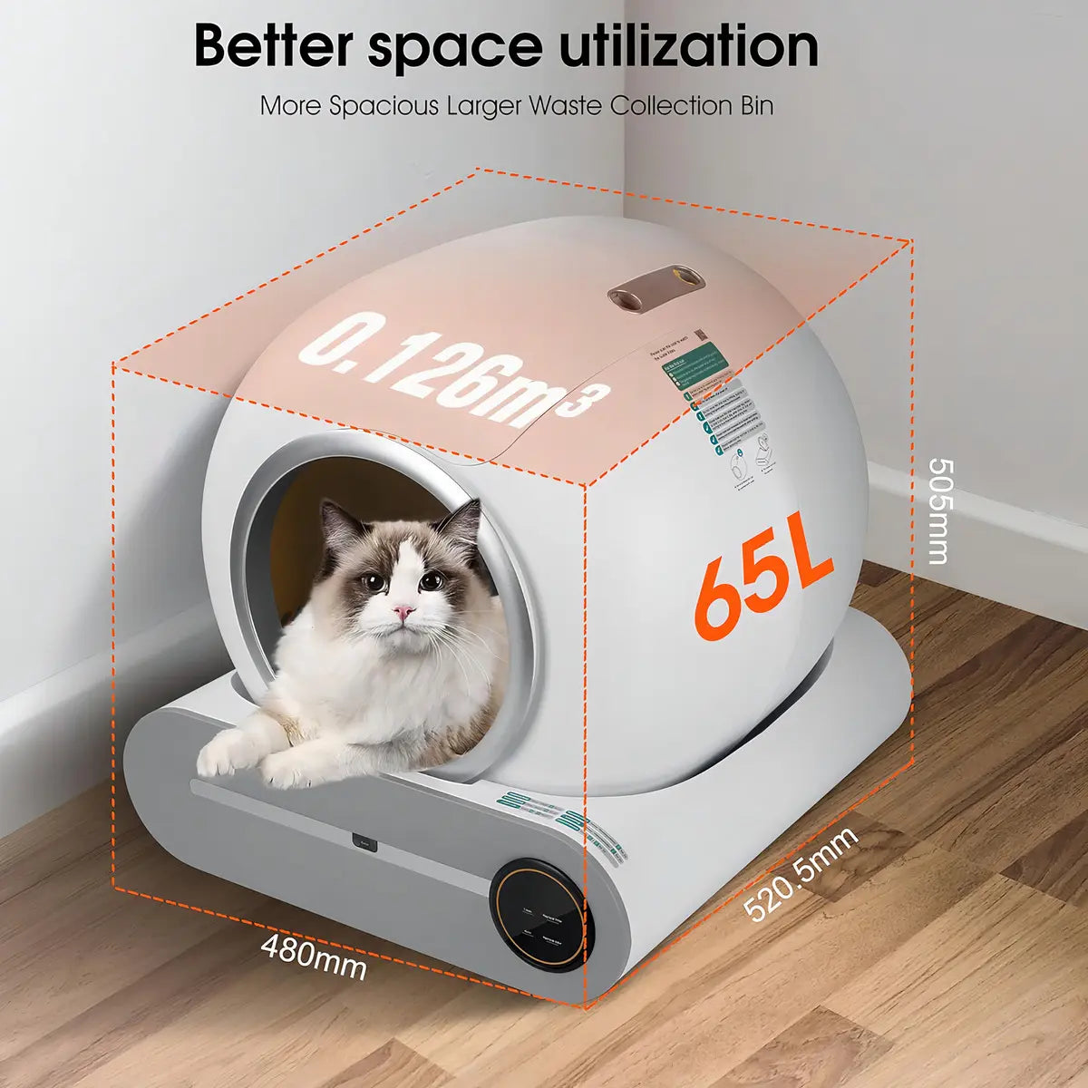 Arenero Automático para Gatos - Conexión Wifi / Control por App - Blanco