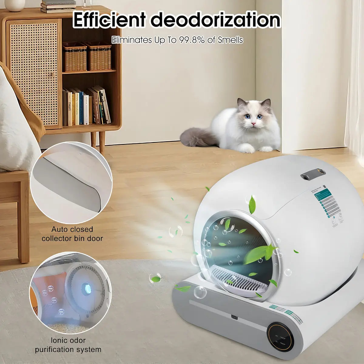 Arenero Automático para Gatos - Conexión Wifi / Control por App - Blanco