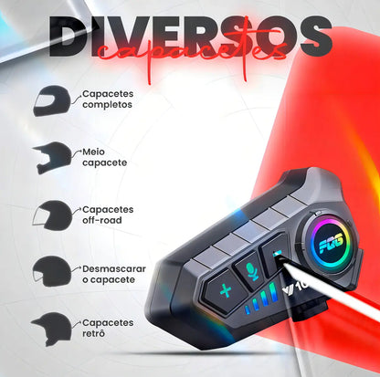 Intercomunicador Casco Moto Y10 Pro Bluetooth Negro IPX6