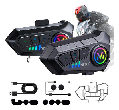 Intercomunicador Casco Moto Y10 Pro Bluetooth Negro IPX6